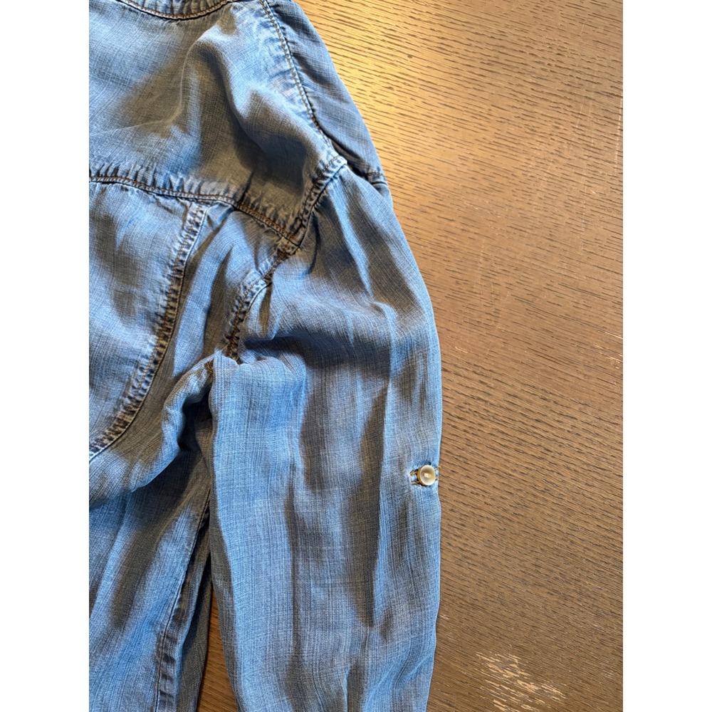 Cloth & Stone Womens Blue Tencel Lyocell Chambray Roll Tab Button Down Shirt M - Picture 5 of 10